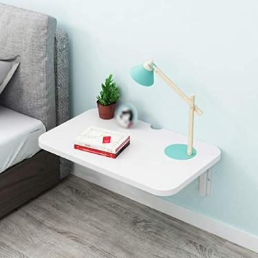 Imagem de Mesa de parede para escritório em casa, mesa dobrável para computador, mesa de jantar flutuante para cozinha, bancada de trabalho multifuncional, com orifício rosqueado, 40 a 120 cm, com acessórios