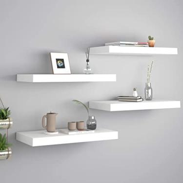 Imagem de Prateleiras flutuantes, MDF montadas na parede, conjunto de 2, prateleiras decorativas para armazenamento de parede, quarto e cozinha, prateleiras de banheiro decorativas, cinza concreto (19,7 x 23