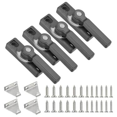 Imagem de PATIKIL Fechaduras de faixa de janela 7,4 x 2,3 cm, 4 peças de trava de faixa de ação de câmera deslizante e substituição para quartos, banheiros, janelas deslizantes verticais e horizontais, cinza