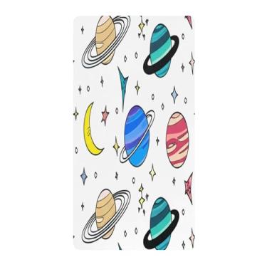 Imagem de Blueangle Lençol de berço padrão para berço infantil - Lençóis de algodão macio e respirável com planetas coloridos (465)