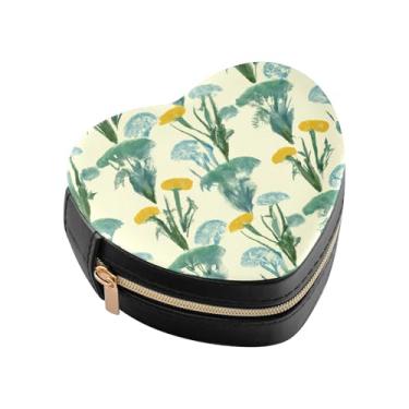 Imagem de Burbuja Botanicals Caixa de joias em forma de coração mini estojo de joias de viagem para mulheres e meninas, estojo portátil organizador de armazenamento para brincos, anéis, colares e pulseiras
