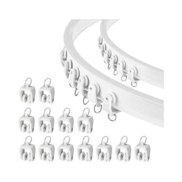 Imagem de Trilho De Cortina Flexível Branco Para Teto Com Rolos De 11 Mm E Ganch