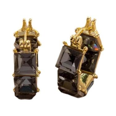 Imagem de Brincos De Argola Com Zircônia Cúbica Banhados a Ouro Para Mulheres, J