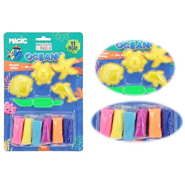 Imagem de Massa Modelar Molde e Brinque Criativa Oceano 11 Pçs Magic