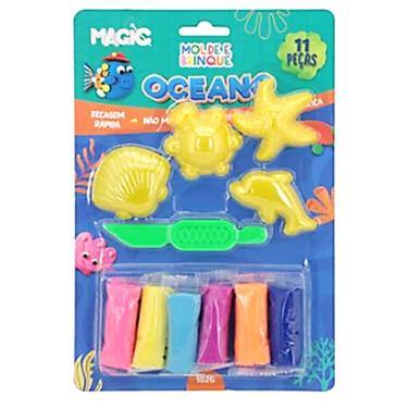 Imagem de Massa Modelar Molde e Brinque Criativa Oceano 11 Pçs Magic