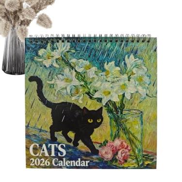 Imagem de Calendário para gatos 2026 | planejador de janeiro a dezembro de 2026 | Calendário de gato de 12 meses - para casa, sala de estar, sala de estudo, escritório, sala de aula