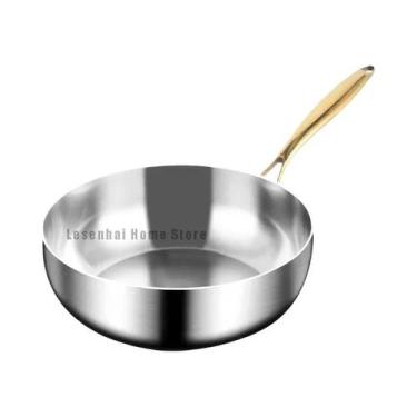 Imagem de Panela Grande Antiaderente De Aço Inoxidável, Wok Profundo Para Fogão 