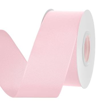 Imagem de Yamkim Fita de gorgorão rosa claro de 5,8 cm x 65 m, fita rosa para embrulho de presente, muito adequada para casamentos, decoração, buquês, artes, artesanato, costura, laço de cabelo, convite
