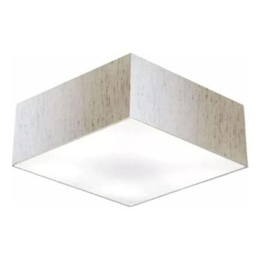 Imagem de Plafon Para Sala Quadrado SL3001 Cúpula em Tecido - Vivare, Linho-Bege