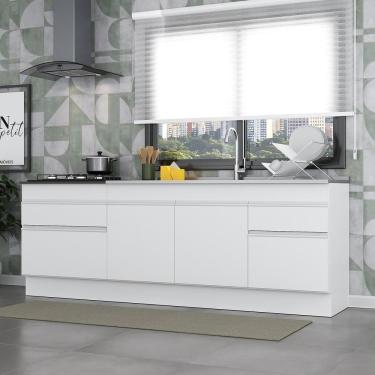 Imagem de Kit 2 Balcões Gabinete Pia 150Cm E Cooktop 70Cm Branco