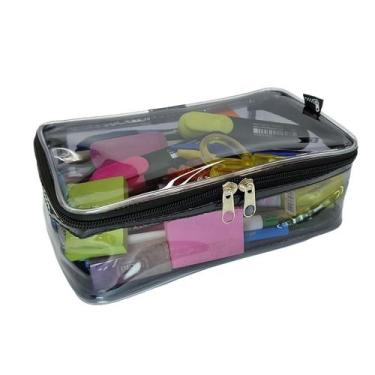 Imagem de Estojo Box Transparente Neon Grande 100pens Escolar Preto - GICALLI