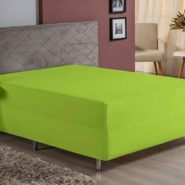 Imagem de Lençol Com Elástico Casal Nobre 1 Peça Luva De Box 55cm De Altura Malha 100% Algodão - Pistache