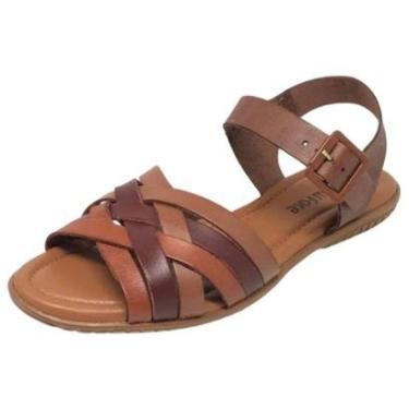 Imagem de Sandália Feminina Conforto Moderna Couro Dia a Dia New Face-Feminino