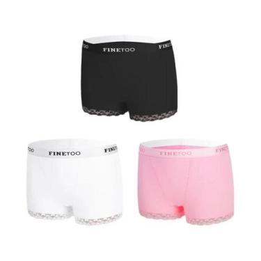 Imagem de Calcinhas De Algodão Com Renda Para Mulheres, 3 Peças S-XXL, Confortáv