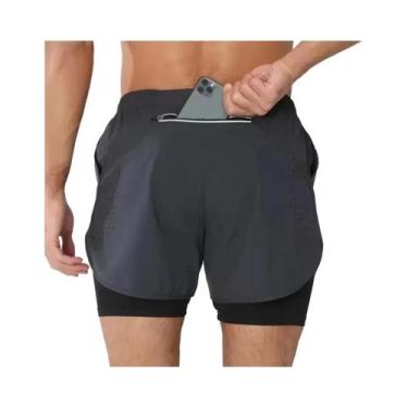 Imagem de Shorts De Treino Masculinos 2 Em 1 De Secagem Rápida Para Corrida E Mu