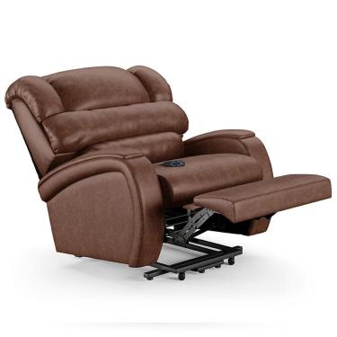 Imagem de Poltrona Do Papai Reclinável Kalie Elevação Lift Elétrico Fh9 Pu Marrom Brilho - Mpozenato