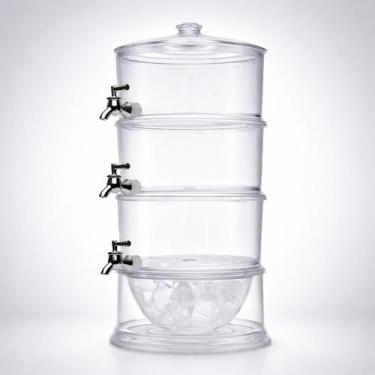 Imagem de Suqueira Tripla 10,5L Acrílica com Torneiras Independentes Empilhável 