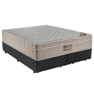 Imagem de Cama  Box King  Bipartido Sintético  + Colchão Ortobom Airtech Molas Ensacadas 65x193x2...