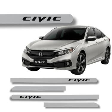 Imagem de Jogo Friso Lateral Honda Civic Prata Platinum Ponta Redonda, Prata Pla