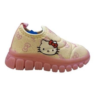 Imagem de Tenis Infantil Menina Novopé Hello Kitty Casual Calce Fácil Ultraconforto Led 99046001 Marfim-Feminino