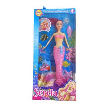 Imagem de Boneca Princesa Sereia Infantil Com Luz Som E Acessórios - DDG