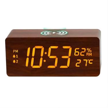 Imagem de Relogio Led Despertador Digital Carregador Sem Fio Mesa Unica - genéri