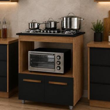 Imagem de Balcão de Cozinha Armário para Fogão Cooktop 4 Bocas com Nicho para Fo