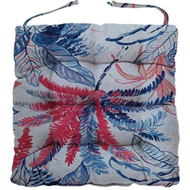 Imagem de Almofada Para Cadeira Futton Wendy 40x40cm Folhas Azul Vermelho