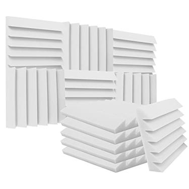 Imagem de Heavyoff Pacote com 12 Painéis de Espuma Acústica para Estúdio, Isolamento Sonoro de 30,5 x 30,5 x 2,5 cm, Branco