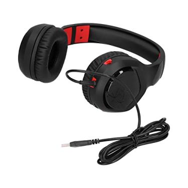Imagem de Fone de ouvido para jogos com fio, supra-auricular com tira rômbica, fones de ouvido com microfone altamente sensíveis, para bate-papo de voz e jogos (sem plugue de 3,5 mm)