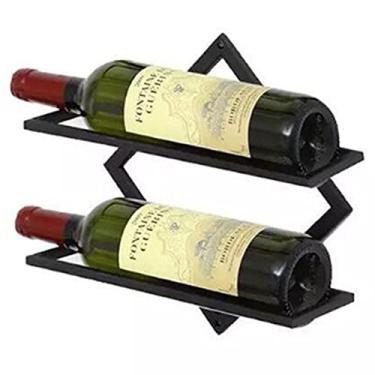 Imagem de Combinação criativa livre decoração de casa decoração pendurada montagem na parede suporte de garrafa de vinho de metal bar rack de vinho (B)