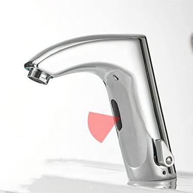 Imagem de Torneira de banheiro elétrico automático sensor torneira sem toque pia de cozinha bacia de alimentação torneiras misturadoras de água quente e fria, cromo 8024, china