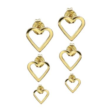 Imagem de Brinco Folheado a Ouro Trio Corações 3 Furos Semijoia Fina - Caixa de Luxo