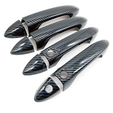 Imagem de Capas de alça de porta lateral com impressão de fibra de carbono S SIZVER Signature 2 entradas inteligentes Compatível com Honda Acccord Ridgeline Pilot 2013-2017