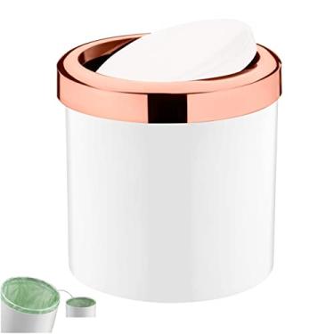 Imagem de Lixeira 5 Litros Tampa Cesto De Lixo Basculante Para Cozinha Banheiro Escritório Rose Gold - 1215BCR Future - Branco