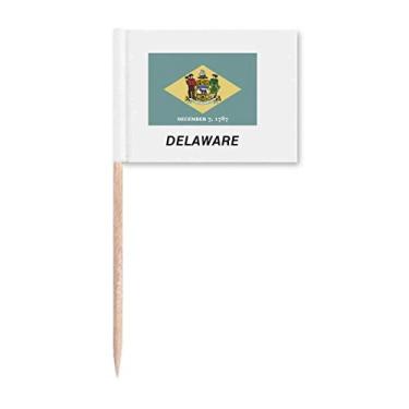 Imagem de Bandeira do estado americano contorno Delaware bandeiras de palito de dente marcador topo decoração de festa