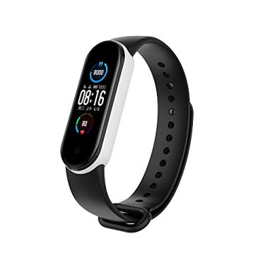 Imagem de Nandos-Store - Pulseira NSmart compatíveis com MI BAND 1/ MI BAND 2 / MI BAND 3 / MI BAND 4 / MI BAND 5 / MI BAND 6 / MI BAND 7 / MI BAND 8 (MI BAND 3, Preto com branco)