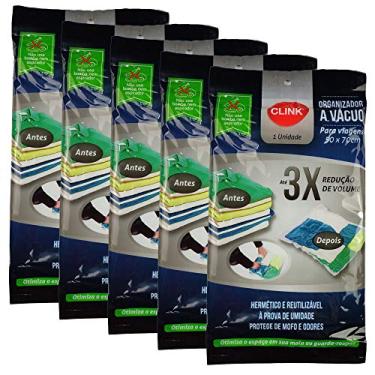 Imagem de Kit 5 Sacos Organizadores a Vácuo Protetor Para Viagem Roupa Cobertor Mala 50x70cm
