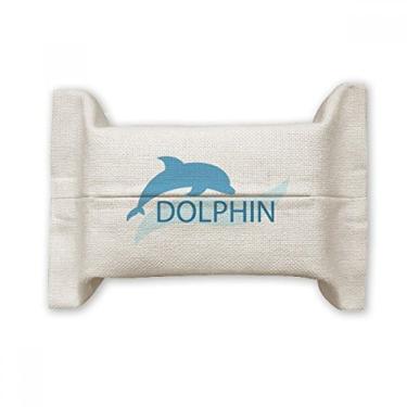 Imagem de Blue Ocean Docile Dolphin Illustrate Suporte de capa de papel para lenços faciais Bolsa de linho de algodão