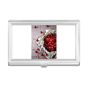 Imagem de Porta-cartão de visita com fotografia de cereja, frutas vermelhas, porta-cartões