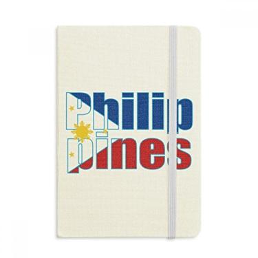 Imagem de Caderno com nome da bandeira do país das Filipinas, capa dura de tecido, diário clássico