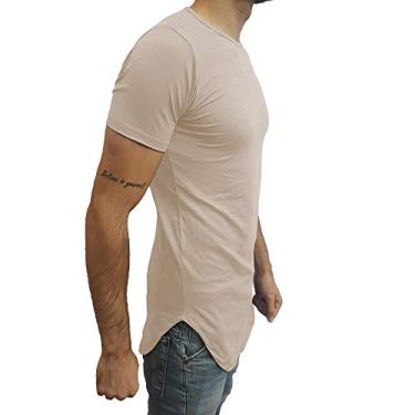 Imagem de Camiseta Longline Oversized Básica Slim Lisa Manga Curta tamanho:p;cor:creme