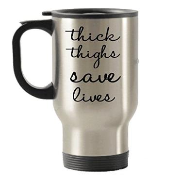 Imagem de Caneca de viagem Thick Coxa Save Lives – Caneca divertida de viagem com isolamento térmico – Use para chá de chocolate quente, vinho cacau – Decoração de mesa de escritório