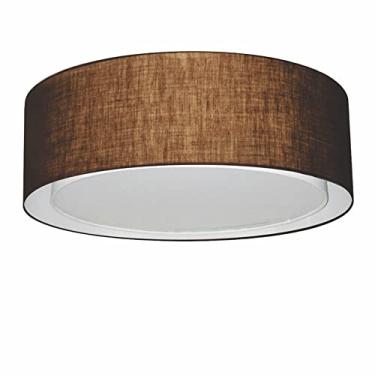 Imagem de Plafon Duplo Cilíndrico Cúpula Tecido 60x25 cm, Vivare Iluminação, Plafon3037 LC, Café, Grande