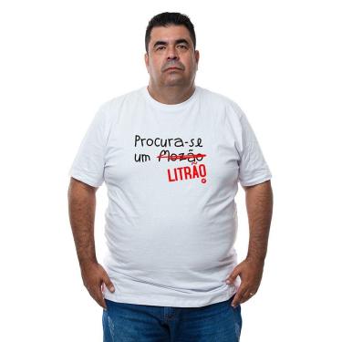 Imagem de Camiseta Plus Size Masculina 100% Algodao Procura-Se Um Litrao Com Abridor De Garrafas Integrado