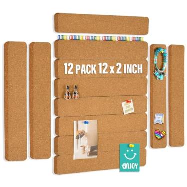 Imagem de AYZTKUX Pacote com 12 tiras autoadesivas de cortiça para escritório, casa, sala de aula com 100 pinos