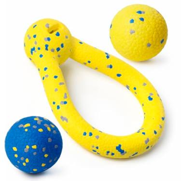 Imagem de Brinquedos para cães indestrutíveis, brinquedos para cães grandes, discos voadores para raças médias/grandes, anel de treinamento de cães, brinquedos flutuantes para arremessar, pegar voar, brinquedo