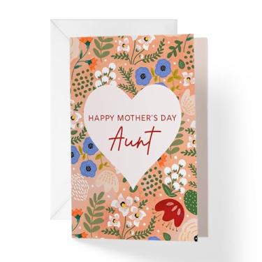 Imagem de 1Up Greetings Cartão de dia das mães para tia | Coração com flores desabrochando | Seu cartão ajuda animais necessitados | 12,7 x 19 cm | Cartão único + Envelope | Pequena empresa de propriedade