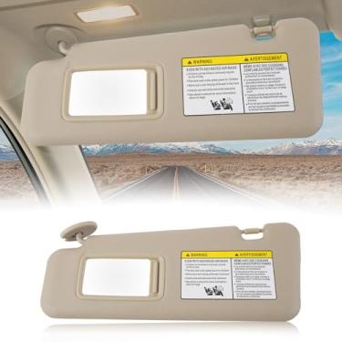 Imagem de CZShiYue Viseira solar de carro adequada para Toyota Highlander 2008 2009 2010 2011 2012 2013‎ Viseira de sol com placa de cobertura espelhada para bloqueio da luz solar 74320-48500-B0 (bege, lado