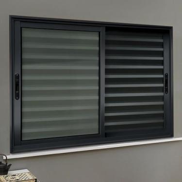 Imagem de Veneziana Elite 3 Folhas Moveis 120 X 120 Vidro Liso Preto